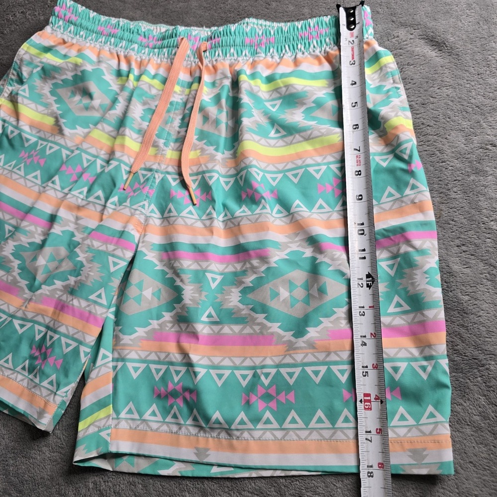 Chubbies Shorts Men's XL Teal Aztec En Fuegos 7" Swim Trunks Lined Drawstring - Picture 4 of 16